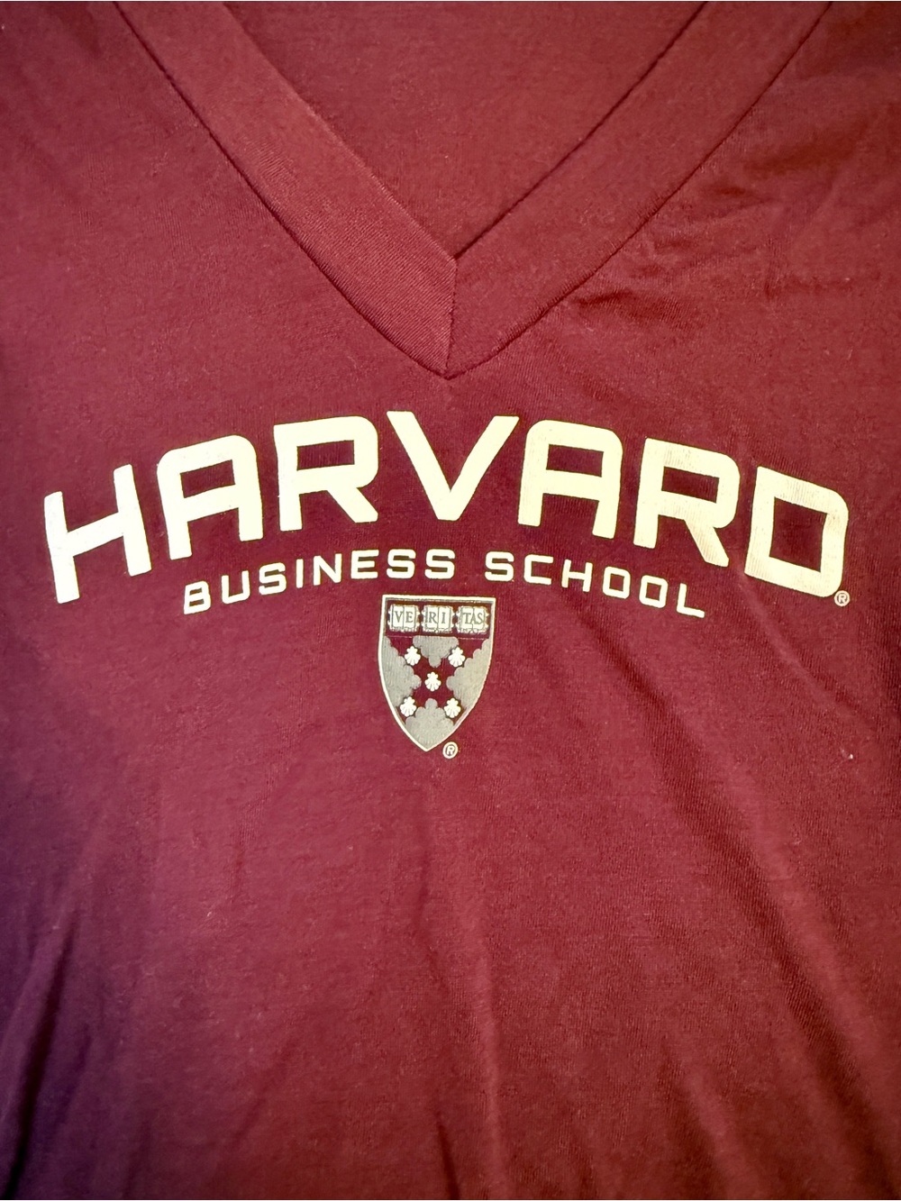 Jansport Harvard Business School V-Neck Tee - Maroon with White Logo